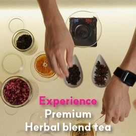 REFRESH.LAB, Premium HERBAL BLEND TEA SAMPLER, Assorted Tea bag Sampler, Individually Wrapped, 4 Count (4 Blends x 1 Tea Bag, Pack of 1), Eco-Friendly 100% Cornstarch Tea Bag