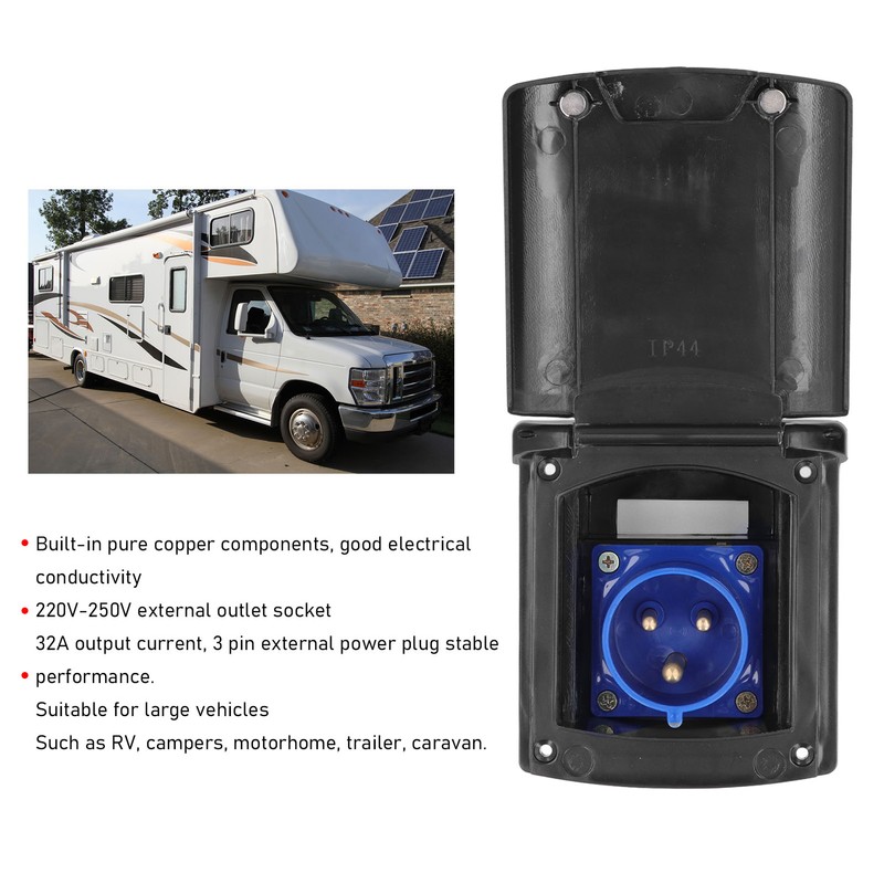 32A 220V‑250V RV External Power Outlet Box 3 Pin Plug