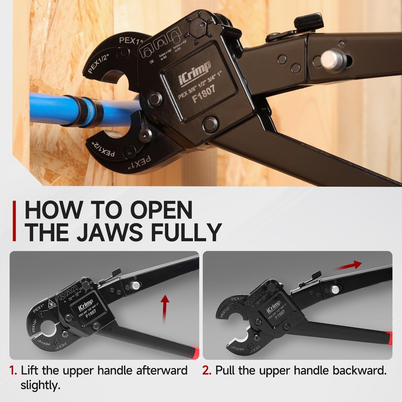 iCrimp Angle Head PEX Crimping Tool Kit for 3/8,1/2,3/4,1-inch with