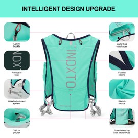 INOXTO Running Hydration Vest Backpack,Lightweight Insulated Pack with 1.5L Water Bladder Bag Daypack for Hiking Trail Running Cycling Race Marathon for Women Men (588 light green)