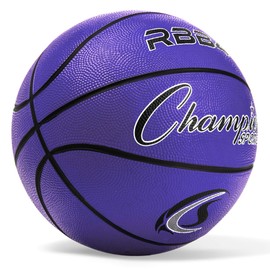 Champion Sports Heavy Duty Rubber Cover Nylon Basketballs-Intermediate (Purple, Size 6)