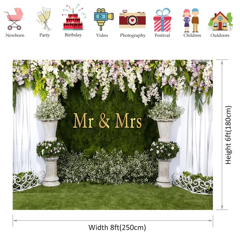 TYLCLTX Grass Wall Flowers Wedding Photo Backdrop Photography Background Wedding