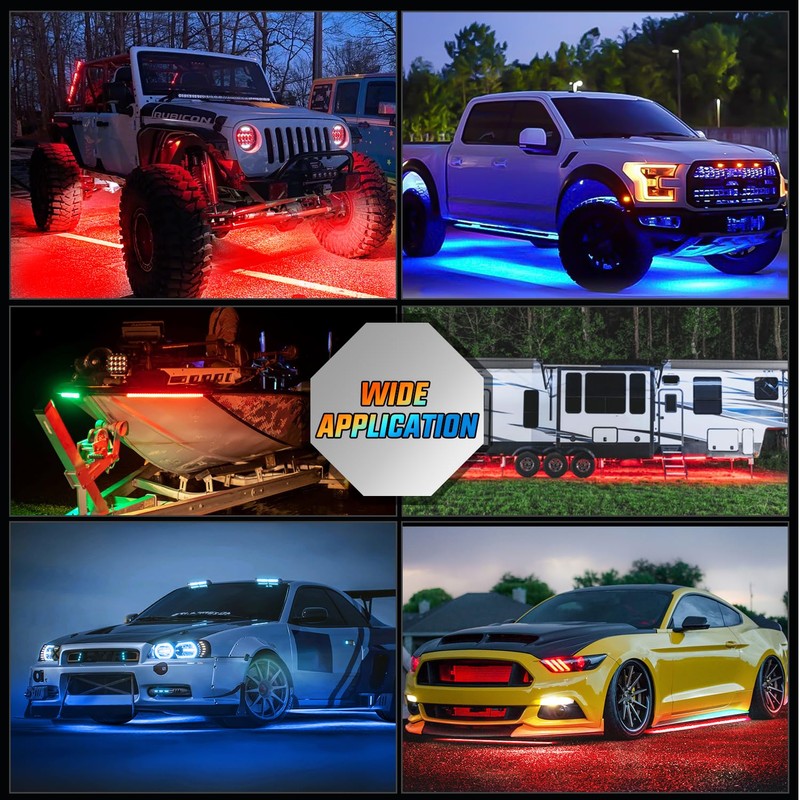 Nilight 4Pcs Aluminum Underglow Neon Accent Strip Lights 396 LEDs