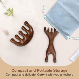 Natural Wooden Hair Growth Scalp Massager Comb - 5-Claw Head Wood Scalp Massage Tool for Stress Relief, Gua Sha & Scalp Therapy