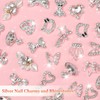 24 Pcs Silver Nail Charms, Butterfly Bow Star Planet Crown