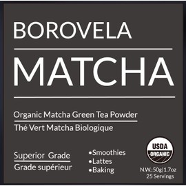 Organic Matcha Green Tea Powder - Superior Grade USDA Certified - Green Superfood For Smoothies Lattes and Baking - Borovela 50g 1.7oz