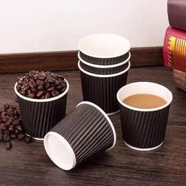 100 Set Espresso Cups, 4oz Disposable Espresso Shot Cups with Lids, Black Ripple Corrugated Paper Cups, Paper Cups for Party, Hot Chocolate, Tea and Cocoa Drinks