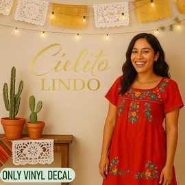 Cielito Lindo Lettering Vinyl Decal – Mexican Wedding Decor, Spanish Love Quote Wall Sticker, Romantic Fiesta Party Decoration, Custom Vinyl Lettering (4632ig) (M 35 in X 21 in)