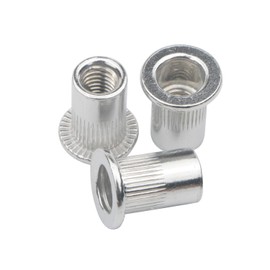 Pxyelec 100pcs M6 Flat Head Aluminum Rivet Nut Blind Insert Nut (6mm)