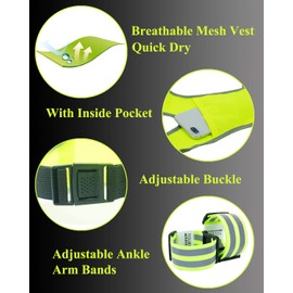 TOURUN Reflective Running Vest Gear with Pocket for Women Men Kids, Safety Reflective Vest Bands for Night Cycling Walking Bicycle Jogging