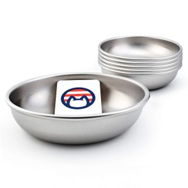 Americat Company Stainless Steel Cat Bowls – Made in The USA from U.S. Materials – Prevent Whisker Fatigue – Dishes for Cat Food and Water (Set of 6)