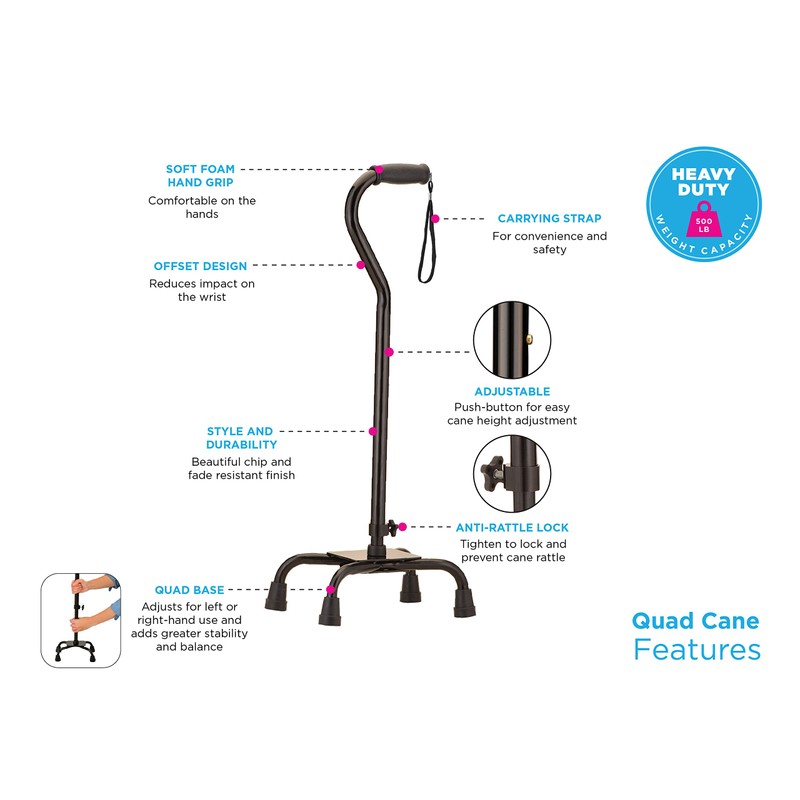 NOVA Medical Bariatric Quad Cane Large Base With Offset Handle