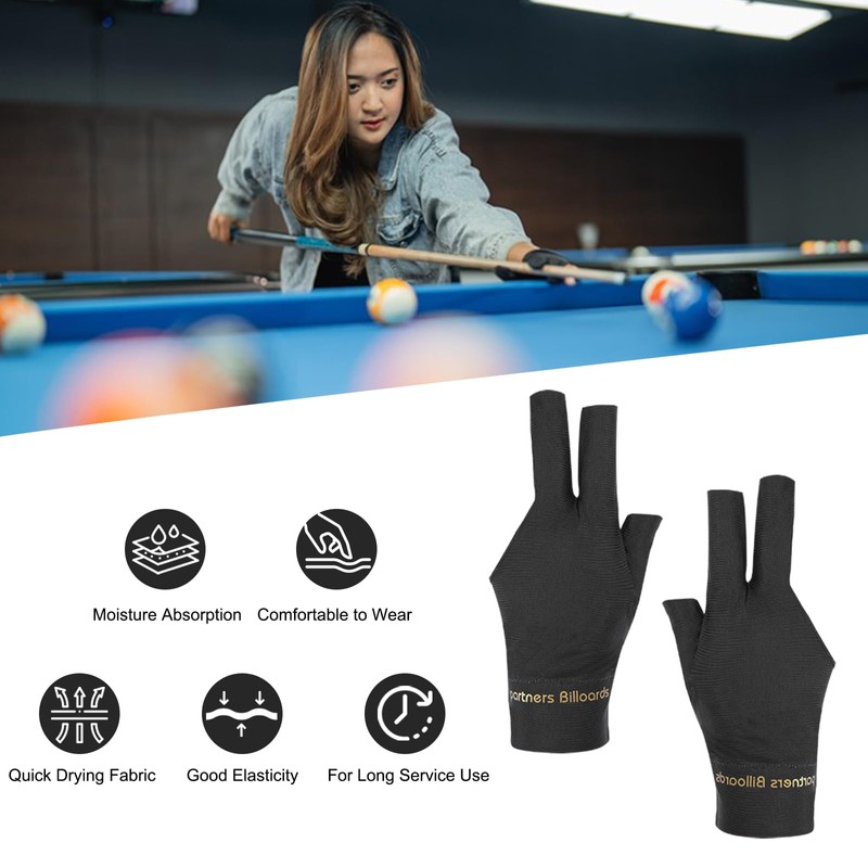 PATIKIL 10 x 3-Finger-Pool-Handschuhe, rechte und linke Hand, Billard-Handschuhe, Pool-Queue-Zubehör
