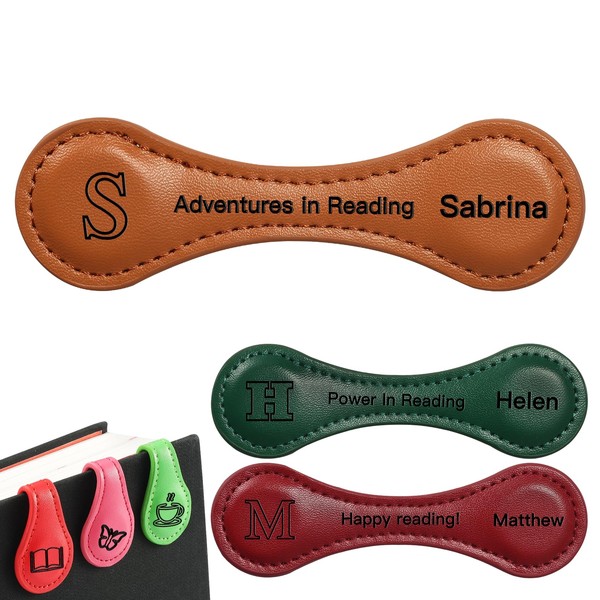 Unique Personalized Magnetic Leather Bookmarks 3 Pack: Custom Engraved, Motivational