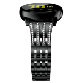 Yeejok Vivoactive 3 Watch Bands, 20mm Quick Release Blinking Rhinestones Metal Watch Strap Compatible for Garmin Vivoactive 3 Music/Forerunner 645/245 Smartwatch-Black