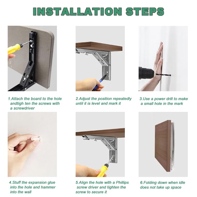 2 Pcs Heavy Duty 304 Stainless Steel Collapsible Triangle Shelf