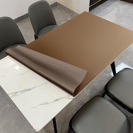 Zinkooat Leather Table Cover,1.8mm Thick,42x72 Inch Table Protector,Table Protector for Dining Room Table,Dining Room Table Protector Pad.(Mud Color+Champagne Gold,42x72)