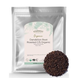 Starwest Botanicals Organic Roasted Dandelion Root - Loose Leaf Herbal Tea, Supports Digestion, Cut & Sifted, Certified Kosher, Non-GMO, Caffeine-Free - Bulk 1 lb Bag