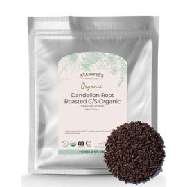 Starwest Botanicals Organic Roasted Dandelion Root - Loose Leaf Herbal Tea, Supports Digestion, Cut & Sifted, Certified Kosher, Non-GMO, Caffeine-Free - Bulk 1 lb Bag