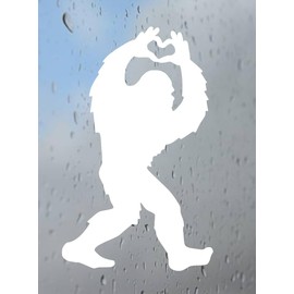 Bigfoot Sasquatch Love I Heart You-Heart Hand Decal Vinyl Sticker, Truck, Window, Bumper Decal for Laptop, Phone, Home Decoration