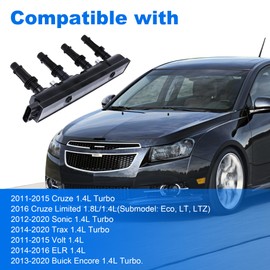 UF669 Ignition Coil Pack and 1675 Spark Plugs Compatible with Chevy Cruze Sonic Trax Volt Buick Encore ELR 1.4L Turbo 2011-2020