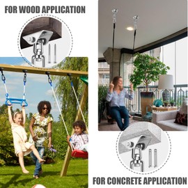 2-Pack Hammock Hanging kit,360°Rotating 1200 lb Capacity Heavy Duty,Hanger & Swing Hook Snap for Concrete Wood,Hammock,Veranda Seat,Chair,Swing Sets,Yoga and Gym（Without Chain ）