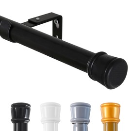 Tony's collection Black Window Curtain Rods 31 Inches, 0.98 Inch Diameter Long Decorative Window Curtain Rod Set for Room Divider, Bedroom, Living room, Kitchen, Bathroom (With 2 Brackets)