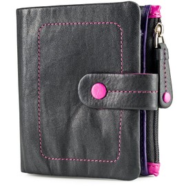 Visconti Mojito M77 Multi Colored Soft Leather Compact Wallet/Purse 3.5" x 4.3" (Black Multi)