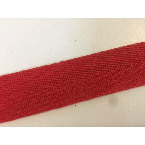 Red Cotton Blend Binding Apron Herringbone Twill Webbing Tape Sew Strap 25mm Wide 1"- 5 metres