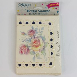 Carlton Cards Bridal Shower Invitations Floral Hearts 10 Cards & Envelopes