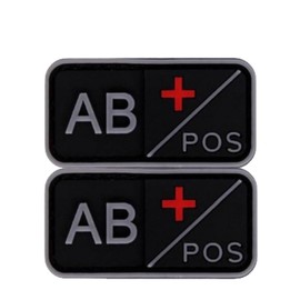 Yanxiangfa 2 PCS Mini AB+Emergency Patch PVC Positive (Gray) Compatible with hat, Tablet Holder, First aid kit, Blood Type, AB Type