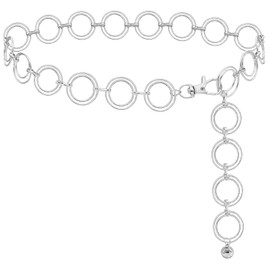 LIMHOO Metal Waist Chain for Women Belly Link Chain Belt for Dresses, Silver 2
