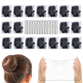 WUBAYI 40PCS Invisible Bun Nets,Hair Nets for Women Buns,Invisible Elastic Edge Mesh with 40PCS U Shaped Hair Pins for Women Girls Ballet Dance