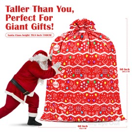 Oversized Bicycle Christmas Gift Bags 80"x60" Plastic Jumbo Gift Bag Present Bag Xmas Big Gift Wrapping Bags XXL Kids Extra Large Gift Bags Reusable Noel Birthday Party Favors Goody Bags Red