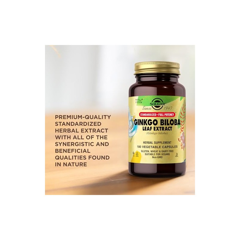 Solgar Ginkgo Biloba Leaf Extract - 180 Vegetable Capsules -