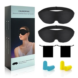 2pack Black Men's and Women's Sleep Goggles with Zero Eye Pressure 3D Sleep Goggles with Light Blocking Design. Night Goggles are commonly Used for Travel with Soft Goggles