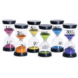 Sand Timer 6 Colors Hourglass 1/3/5/10/15/30 Minutes Sandglass Timer Sand Clock for Kids Games Classroom Kitchen Home Office Decoration (Pack of 6)