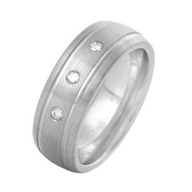 Unbranded Attractive Men's Band Ring With Genuine Clean Diamond /Titanium