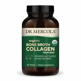 Dr. Mercola Colágeno orgánico de caldo de huesos, 30 porciones (90 tabletas), carne de res alimentada con pasto y criada orgánicamente, suplemento dietético, favorece la salud de los huesos y las arti