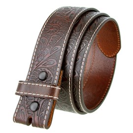 Genuine Full Grain Western Floral Engraved Tooled Leather Belt Strap 1-1/2" Wide (Brown, 38)