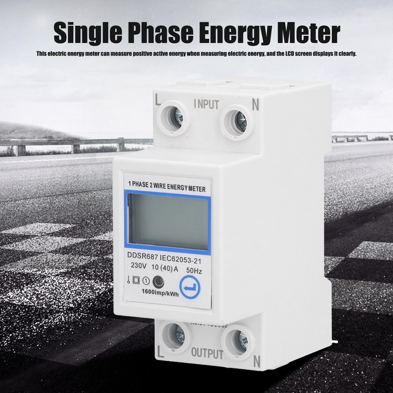 1 Phase 2 Wire Energy Meter Multifunctional LCD Digital Display