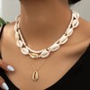 Jovono Boho Shell Pendant Necklace Multilayer Shell Pendant Necklace Beach