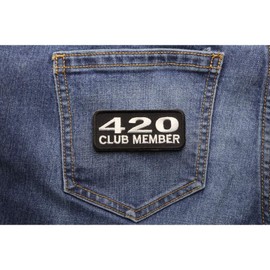 420 Club Member Funny Stoner Patch - 3x1.25 inch. Embroidered Iron on Patch
