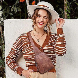 HKCLUF 4059 Crossbody Sling Bag For Women Vegan Leather Crossbody Fanny Packs Fashion Chest Bag with Adjustable Strap Perfect for Back to School:_Black 