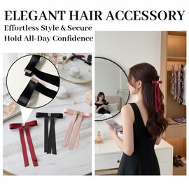 6 PCS Magnetic Bow Hair Clips for Women - Small Magnetic Hair Clips Bow with Mini Butterfly Design,Ribbon Bows for Hair,Strong Hold No-Slip Hair Ribbon Ponytail Holder Accessories for Women