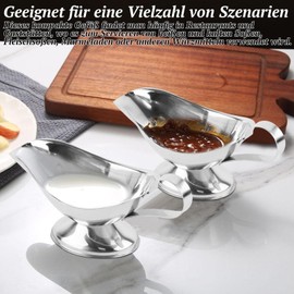 2 Pcs Gravy Boat Juice Bucket,Stainless Steel Gravy Boat,Durable and Elegant Sauce Cup for Steak, Black Pepper Sauce, and Condiments,Hotel Quality Gravy Ladle Boat with Spout Design for Easy Pouring,