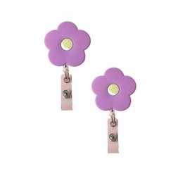 2Pcs Retractable Badge Reel Cute School Supplies Name Card Holder Flowers Work Card Clip Keys Lanyard Chest Card ID Card Clips，Identification Badges and Supplies，Badge Holders Brand: Jinshining