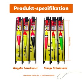 Flivra Pack of 6 Floats Fishing Floats Float Fishing Floats Set Fishing Floats Set Float Trout Floats Fishing Accessories Floats with Plumb Line and Hook for Coarse Fish, Trout, Eel (A)