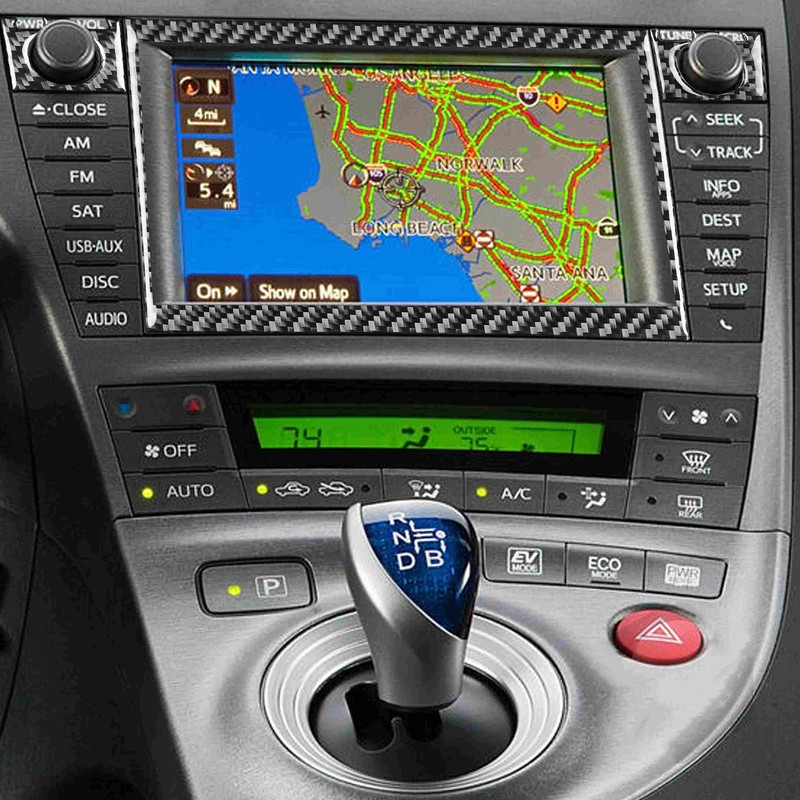 5pcs CD Radio Navigation Panel Trim Frame Carbon Fiber Sticker