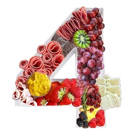 30.5cm Cardboard Number Fillable Charcuterie Board Sweet Tray Birthday Decorative Shaped Box (Number 4)